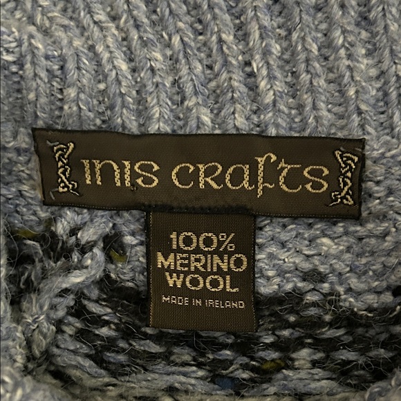 Inis Crafts Merino Wool Nordic Pattern Mock Neck Sweater - Picture 2 of 14